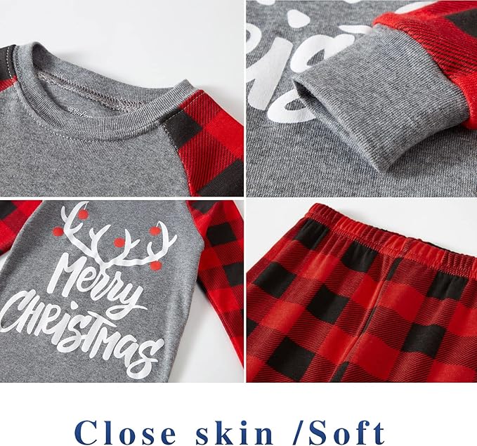 Babyroom Girls Matching Doll&Toddler 4 Piece Cotton Pajamas Toddler Christmas Sleepwear