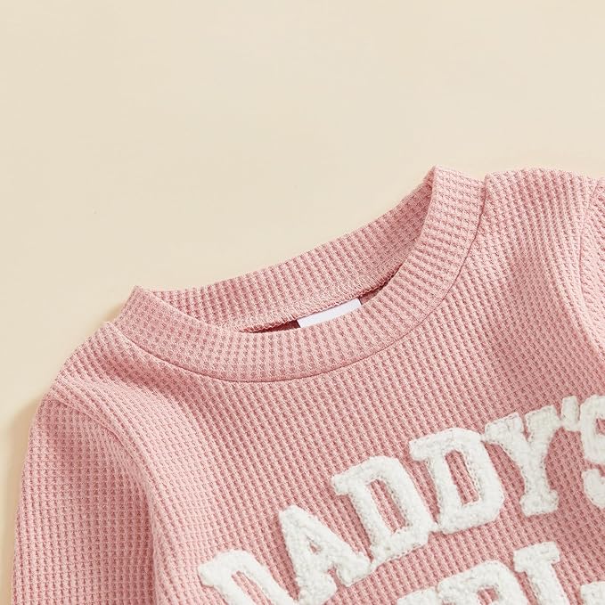 BULINGNA Newborn Baby Clothes Girl Outfit Romper Long Sleeve Daddy Girl Baby Clothes Onesie Jumpsuit Pants Infant Waffle