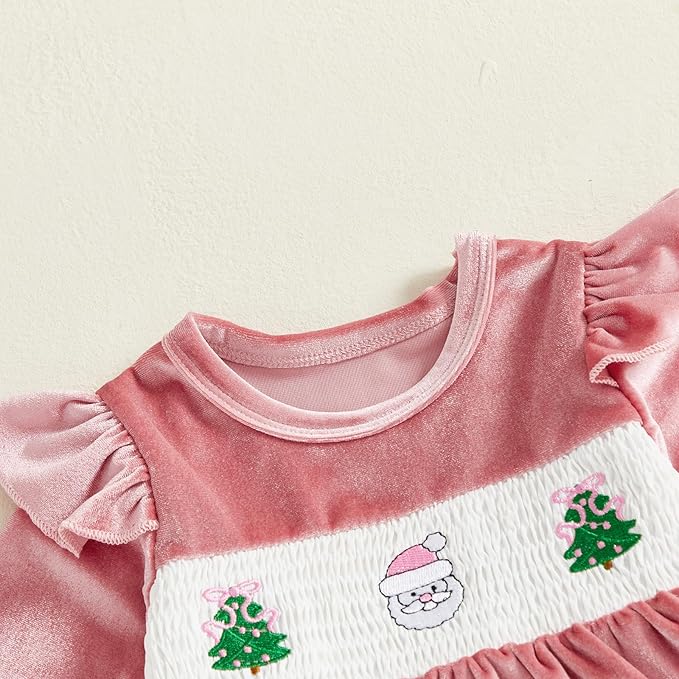 Hnyenmcko Newborn Baby Girl Christmas Clothes Infant Red Plaid Romper Dress Ruffle Long Sleeve Ribbed Bodysuit Headband Set