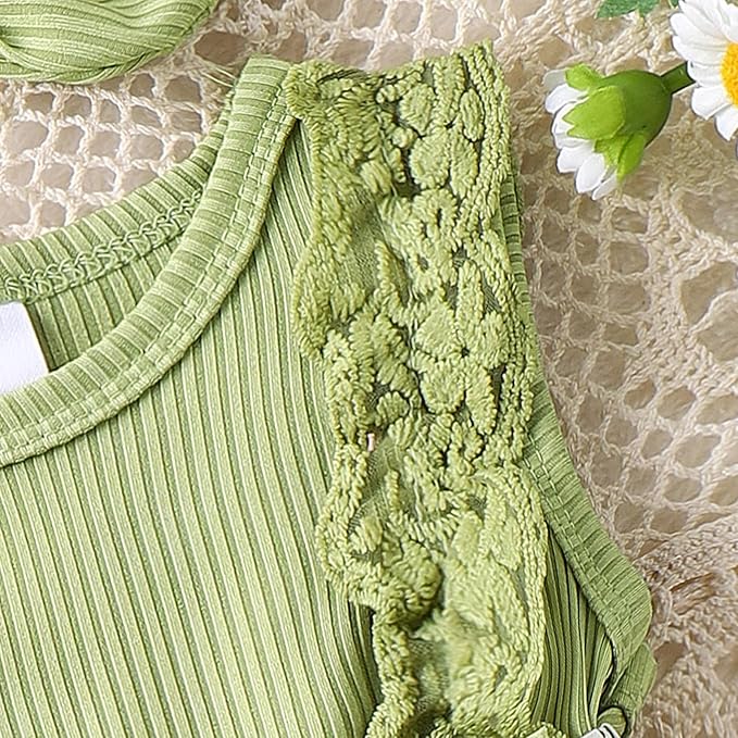 Baby Girl Clothes Newborn Romper Dress Infant Lace Ruffle Sleeveless Summer Outfits with Headband 0-12 Months