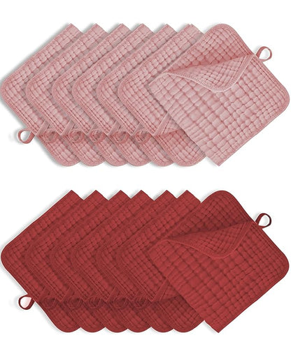 14Pack Muslin Baby Burp Cloths 100% Cotton 20"X10" Soft Absorbent Quick Drying Newborn Drool Baby Face Washcloths