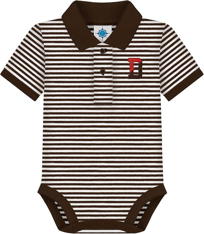 Creative Knitwear College Baby Striped Polo Bodysuit - Team Logo, Multiple Colors, for Boys & Girls (0-12 Months)