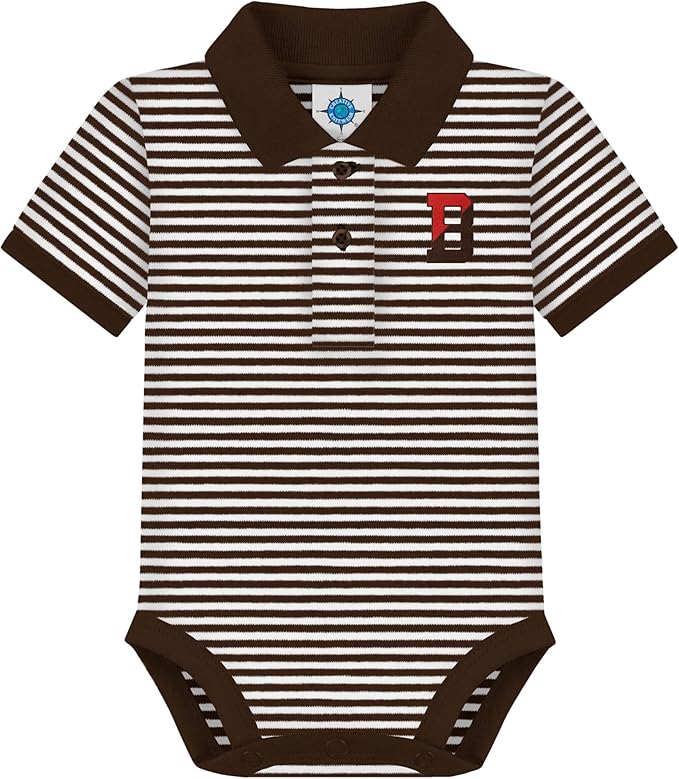 Creative Knitwear College Baby Striped Polo Bodysuit - Team Logo, Multiple Colors, for Boys & Girls (0-12 Months)