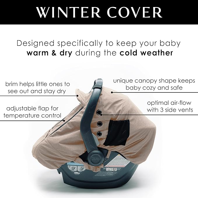 Milk Snob Winter Baby Car Seat Cover - Carseat Canopy & Stroller Cover for Babies - Waterproof, Windproof, Cozy Inner Fleece Lining - Keep Your Baby Warm, Dry & Cozy This Winter (Fawn)