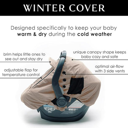 Milk Snob Winter Baby Car Seat Cover - Carseat Canopy & Stroller Cover for Babies - Waterproof, Windproof, Cozy Inner Fleece Lining - Keep Your Baby Warm, Dry & Cozy This Winter (Fawn)