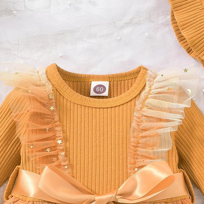 Aalizzwell Infant Newborn Girls Long Sleeve Bodysuit Dress