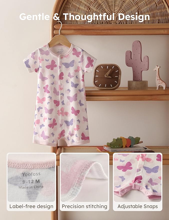 Yoofoss Baby Boy and Girl Romper 0-12 Months 100% Organic Cotton