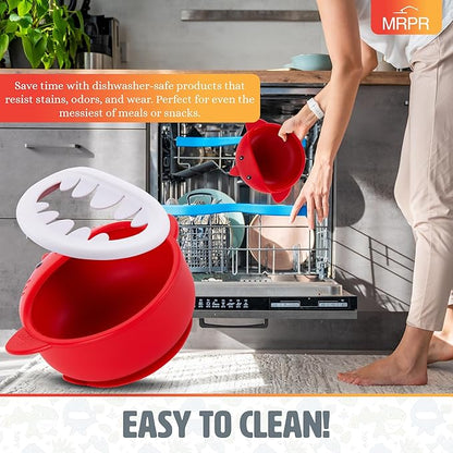 MRPR Chompers Silicone Shark Bowl - Baby & Toddler Suction-bowl - BPA-Free, Microwave & Dishwasher safe - Mess-Free Mealtime - Fun & Durable Snack-bowl for Kids - Strong Suction, Travel-Friendly