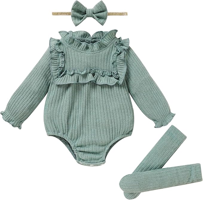 GRNSHTS Newborn Baby Girl Clothes Ruffle Rompers Toddler Fall Outfits for Girls Set Little Girl Fall Winter Clothing