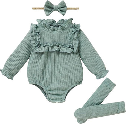 GRNSHTS Newborn Baby Girl Clothes Ruffle Rompers Toddler Fall Outfits for Girls Set Little Girl Fall Winter Clothing