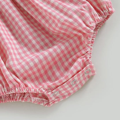 Douhoow Infant Baby Girl Plaid Romper Baby Sweatshirt Romper Ruffle Festival Clothes Fall Winter Outfits with Headband