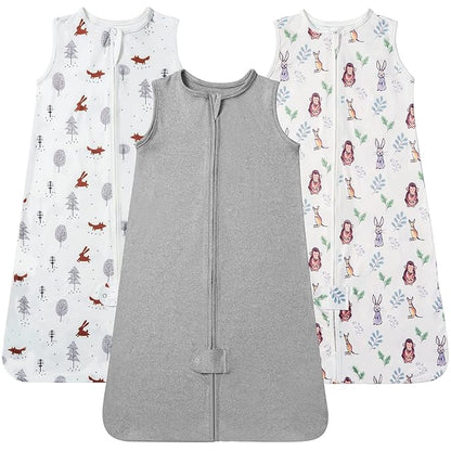 TotAha Sleep Sack 6-12 Months 3 Pack, Buttery Soft, Safe Wearable Blanket Baby Sleeping Bag with 2-Way Zipper for Girl Boy, 0.5 TOG