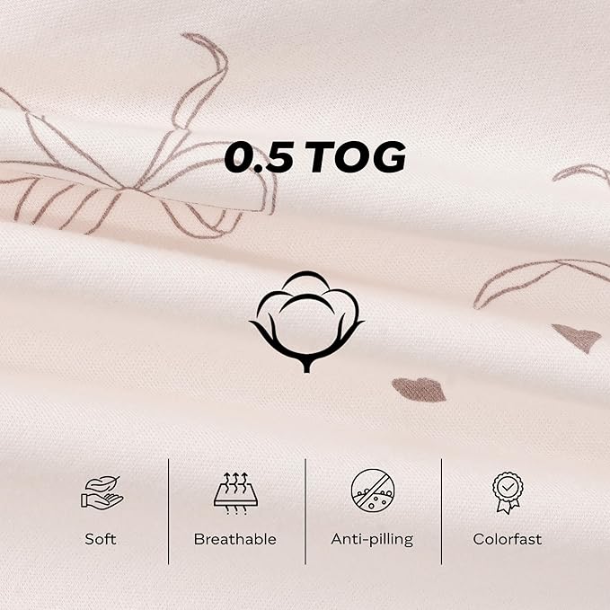 JELLYMONI Baby Sleep Sack 6-12 Months, 100% Cotton 3 Pack 0.5 TOG Baby Wearable Blanket Infant Sleep Sack with 2-Way Zipper Newborn Sleep Sacks