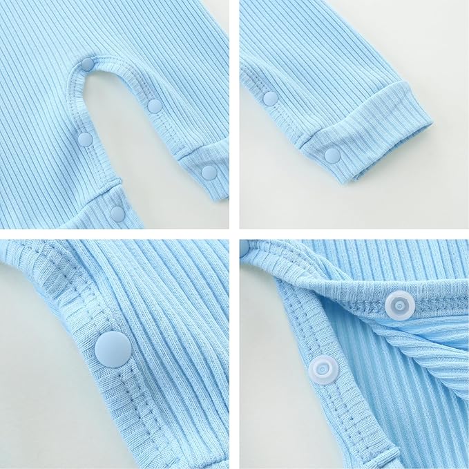 Baby Romper with Baby Mittens & Newborn Hats Footless Long Sleeve Solid Onesie Hi Im New Here