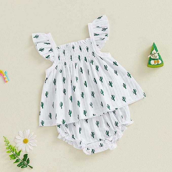 Mubineo Baby Girl Summer Clothes Cute Ruffle Tops Dress Shorts Outfits Set Infant Toddler Shrit Bloomers Princess Outfit