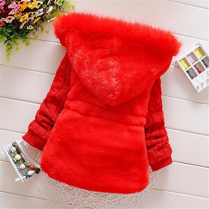 Baby Girls Infant Winter Knited Fur Outerwear Coats Snowsuit Clothing Jackets