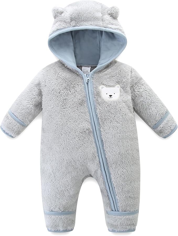 Baby Romper Infant Hooded Jumpsuit Long Sleeve Footed Onesie Outwear Outfits