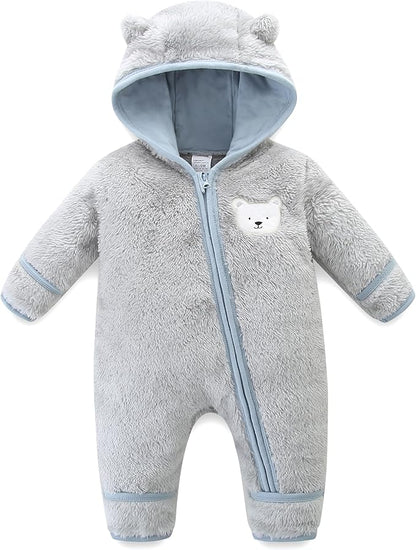 Baby Romper Infant Hooded Jumpsuit Long Sleeve Footed Onesie Outwear Outfits