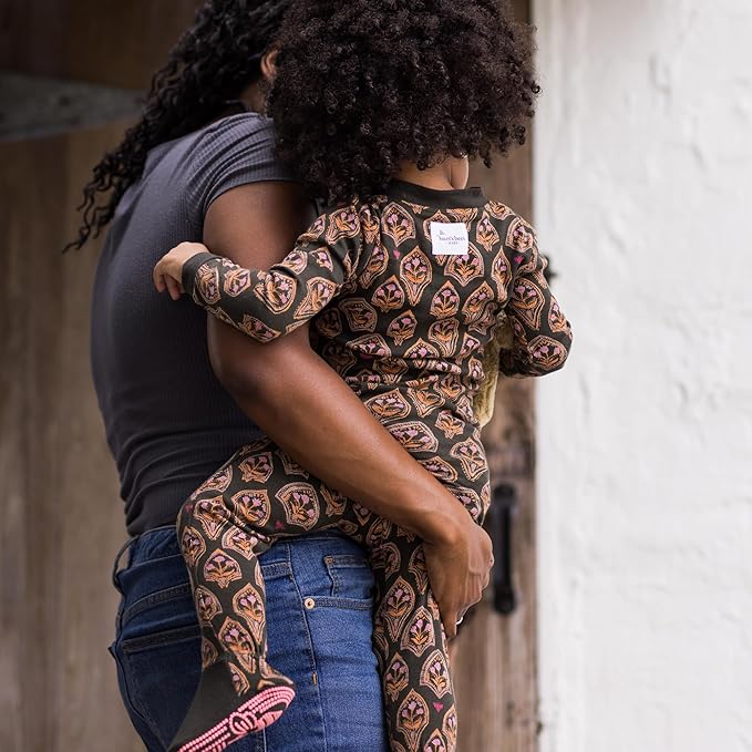 Burt's Bees Baby Baby Girls Sleeper Pajamas, 100% Organic Cotton, One-piece PJs, Diagonal Zip Up Jumpsuit, Snug Fit Footie