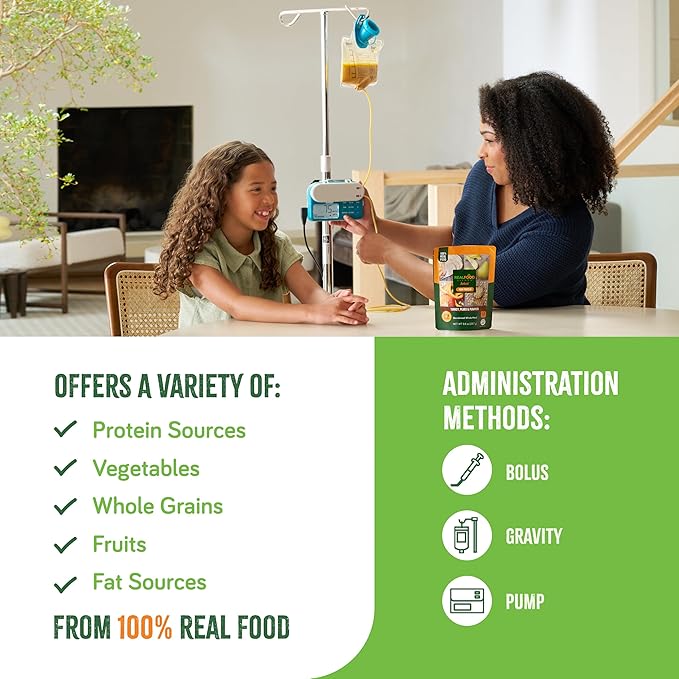 Real Food Blends Select Turkey, Pears & Pumpkin – Pureed Food Meal for Feeding Tubes, 9.4 oz Pouch (Pack of 12 Pouches)