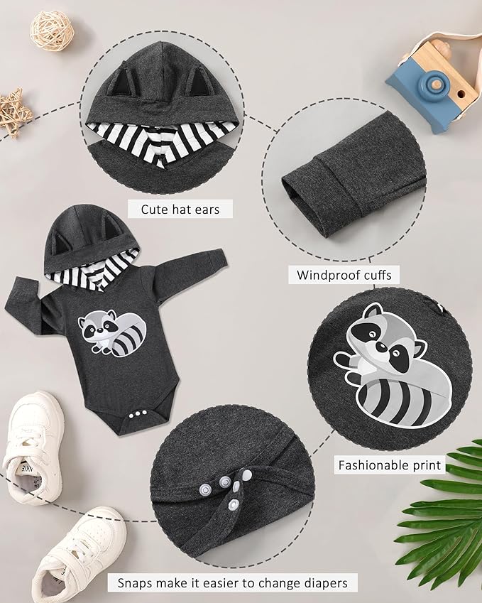 Baby Clothes Boy Newborn Outfits Animal Print Long Sleeve Romper and Pants 2PCS Fall Winter Infant Clothing Set