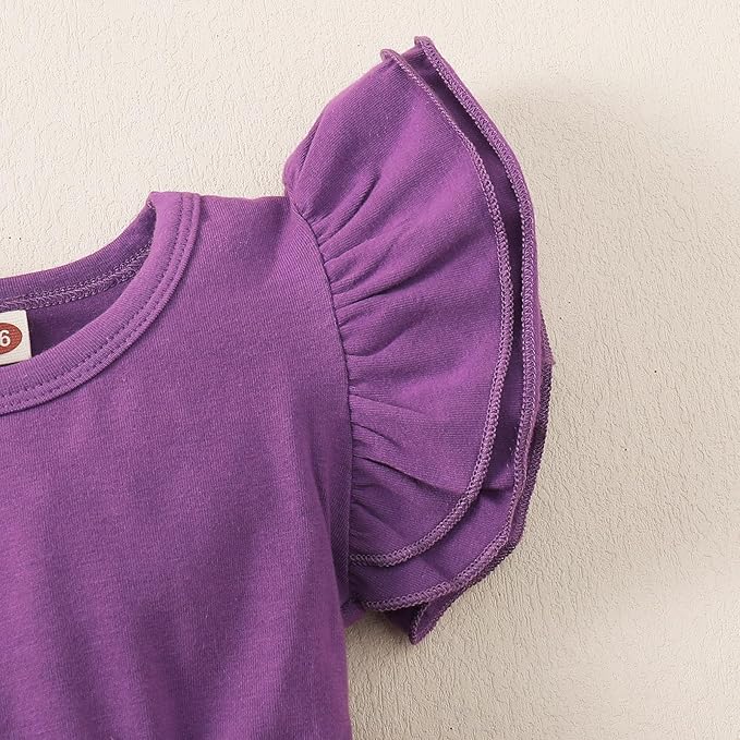 Baby Girl Clothes Infant Ruffle Sleeve Romper Dress Newborn Solid Tutu Skirt Sets Jumpsuit Headband Outfit