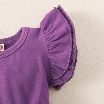 Baby Girl Clothes Infant Ruffle Sleeve Romper Dress Newborn Solid Tutu Skirt Sets Jumpsuit Headband Outfit