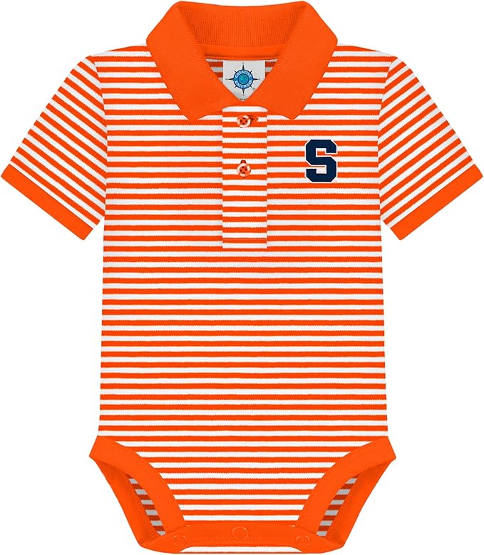 Creative Knitwear College Baby Striped Polo Bodysuit - Team Logo, Multiple Colors, for Boys & Girls (0-12 Months)