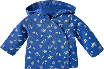 100% Cotton Baby Boy Fall Hoodies Jacket, Comfortable Soft Baby Spring Jacket,0-12Months Blue Jacket