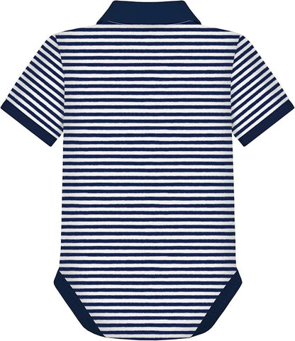 Creative Knitwear College Baby Striped Polo Bodysuit - Team Logo, Multiple Colors, for Boys & Girls (0-12 Months)