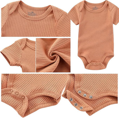 Baby Boy Girl Short Sleeve Bodysuits New Born 100% Cotton Clothes 5-Pack 0-12M