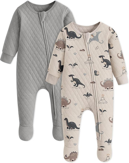 Yoofoss Baby Pajamas Organic Cotton Baby Winter Clothes Warm Newborn Sleepers for 0-3 3-6 6-9 Months, Quilted Footed Pjs