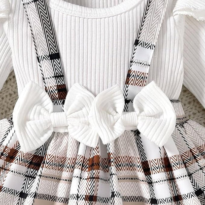 Unutiylo Preemie Newborn Baby Girl Clothes Romper Suspender Dress Fall Winter Outfits Ruffle Long Sleeve Jumpsuit