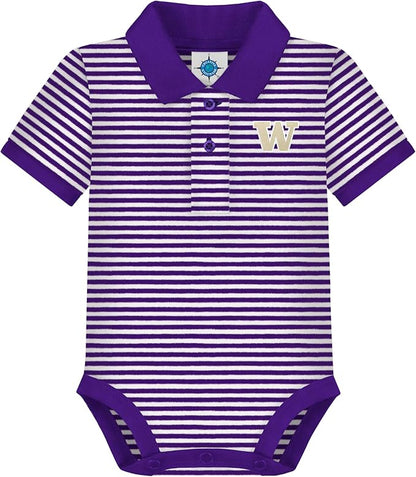 Creative Knitwear College Baby Striped Polo Bodysuit - Team Logo, Multiple Colors, for Boys & Girls (0-12 Months)