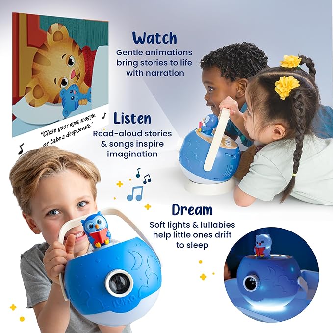 Kids Book Projector – 5 Daniel Tiger & 5 Classic Read-Aloud Stories, 10 Songs & Night Light & Soothing Dream Music | Children Ages 3+ Storytime Projector | Toys, Owl & Daniel Tiger