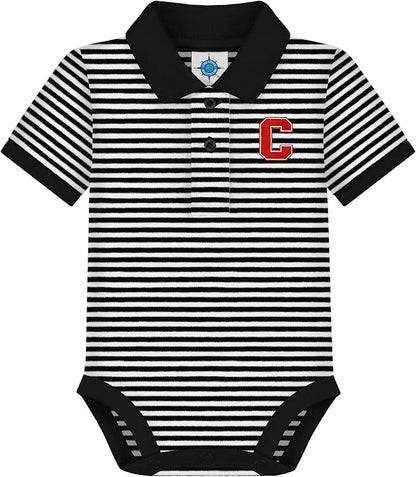 Creative Knitwear College Baby Striped Polo Bodysuit - Team Logo, Multiple Colors, for Boys & Girls (0-12 Months)