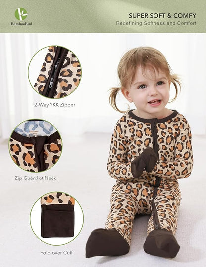 Baby Zippered Rompers Newborn Pajamas Sleepers Long Sleeve Jumpsuits Infant Zipper Romper-Viscose from Bamboo