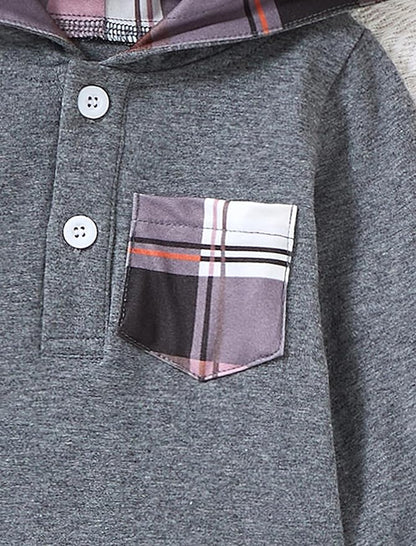 Baby Boy Clothes Long Sleeve Hoodie Romper and Plaid Pants Set Fall Winter Baby Boy Outfit 0–18 Months