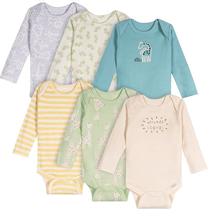 Onesies Brand, Unisex Baby, 6-Pack Long Sleeve Bodysuits