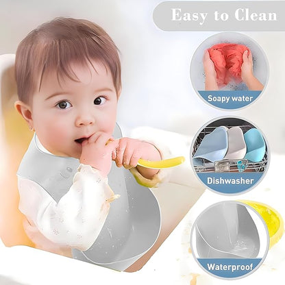 Silicone Baby Feeding Set,Miicasa Baby Led Weaning Supplies Kit With Suction Bowl & Car Plate, Bib, Spoon, Fork, Cup - Food-Grade Silicone, Dishwasher-Safe, No BPAs - For 3+ Months
