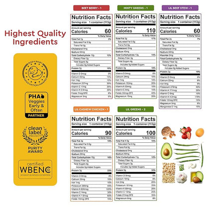 Square Baby Organic Baby Food Purees | Stage 1-3 Variety Pack | Fresh & Dietitian-Designed Veggie-Forward, Balanced Meals | Low Sugar. No Added Sugar | Allergen Intro Options (14 Pack, 4oz)