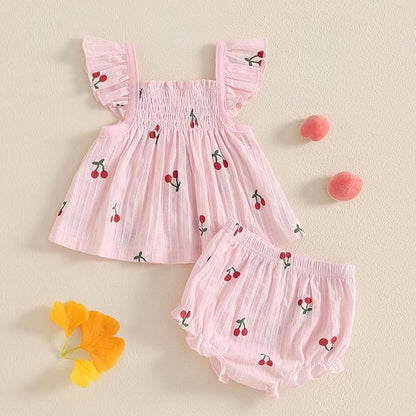 Mubineo Baby Girl Summer Clothes Cute Ruffle Tops Dress Shorts Outfits Set Infant Toddler Shrit Bloomers Princess Outfit