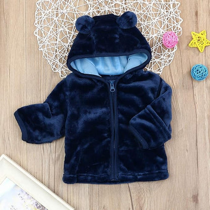 Noubeau Infant Baby Boys Girls Fleece Ears Hat with Lined Hooded Zipper Up Jacket Coat Tops Outwear Overcoat Warm Fall Winte
