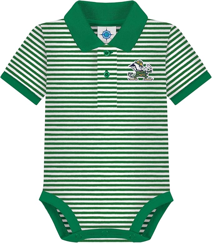 Creative Knitwear College Baby Striped Polo Bodysuit - Team Logo, Multiple Colors, for Boys & Girls (0-12 Months)