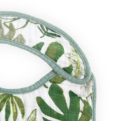 Little Unicorn Premium Classic Bib 3 pack | Adjustable as baby grows | Soft fabric on skin | Great for first time eaters (Tropical Leaf)