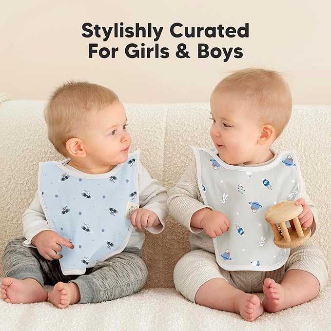 KeaBabies 8-Pack Baby Bibs for Boys, Girls - Pullover Bibs for Drooling Teething Baby Girl & Boy Toddler, Newborn, Soft & Absorbent, Cute Colors, Large Torso Coverage Keep Infant Clean & Dry (Cosmo)