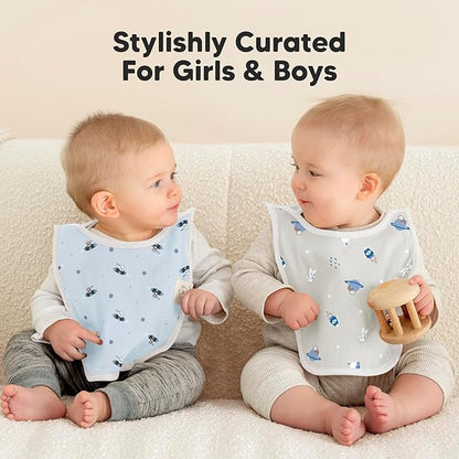 KeaBabies 8-Pack Baby Bibs for Boys, Girls - Pullover Bibs for Drooling Teething Baby Girl & Boy Toddler, Newborn, Soft & Absorbent, Cute Colors, Large Torso Coverage Keep Infant Clean & Dry (Cosmo)