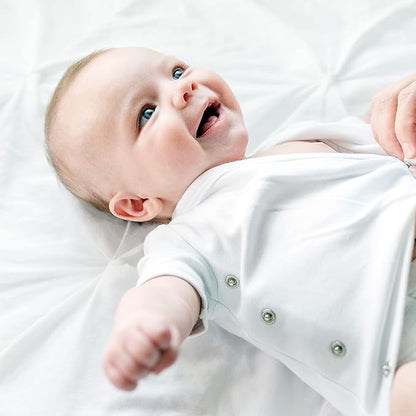 Baby Side Snap Bodysuit Set, 100% Cotton Boy Girl Unisex Kimono Onesie, 4 Pack