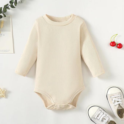 OPAWO Long Sleeve Onsies for Baby Girls' Bodysuits Newborn 3 Pack Infant Ribbed Fall Baby Girl Romper Undershirt