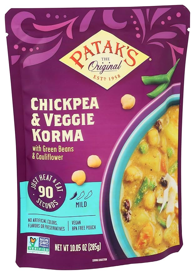Patak's Chickpeas and Veggie Korma Ready To Heat Curry, 10.05 Fl Oz